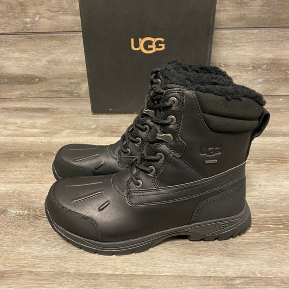 UGG | Men’s Felton Black WaterProof Leather Snow Boots NEW - Picture 4 of 15